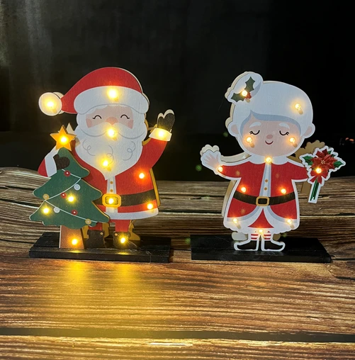 Christmas Santa Claus Mushrooms Gingerbread Man Tabletop LED Ornaments