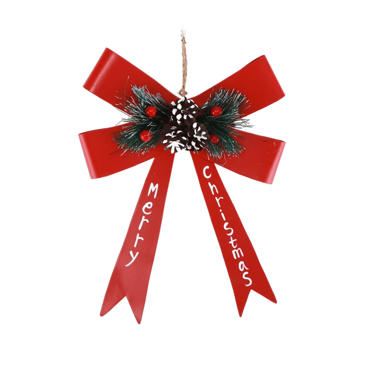 Christmas Tree DIY Iron Gift Metal Red Green Bow Pendants